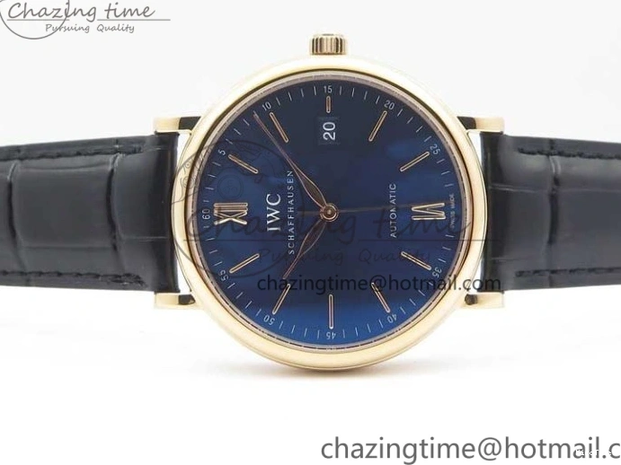 MIROTIME 0203 MoistureWicking Portofino Automatic RG IW356522 FKF 1:1 Best Edition Blue Dial on Black Croco Strap A 7109